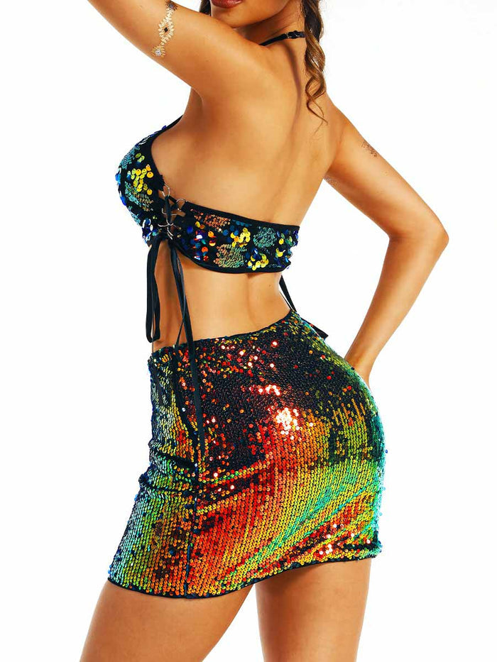 Iridescent Sequin Party Two-Piece Set