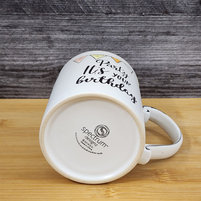 It's Your Birthday Party Mug Festive Embossed Ceramic Tea Coffee Cup Blue Sky