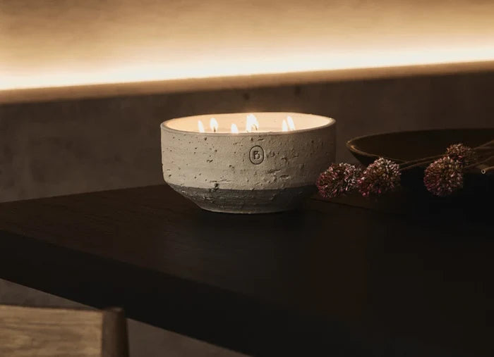 IVORY WHITE , SWEET WOOD, MEDIUM)THE BARRO SERIES - INDOOR CANDLE- SCENTED
