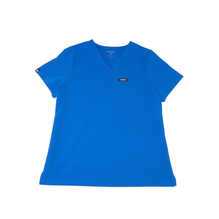 Jaanuu Royal Blue V Neck Scrub Top Women XS Short Sleeve Chest Pocket Workwear0