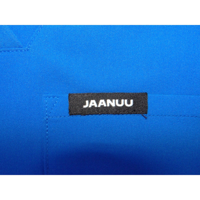 Jaanuu Royal Blue V Neck Scrub Top Women XS Short Sleeve Chest Pocket Workwear4
