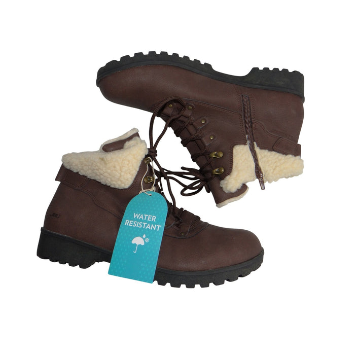 JBU Jambu Redrock Brown Water Resistant Faux Fur Ankle Boots Womens 10M B1RED340