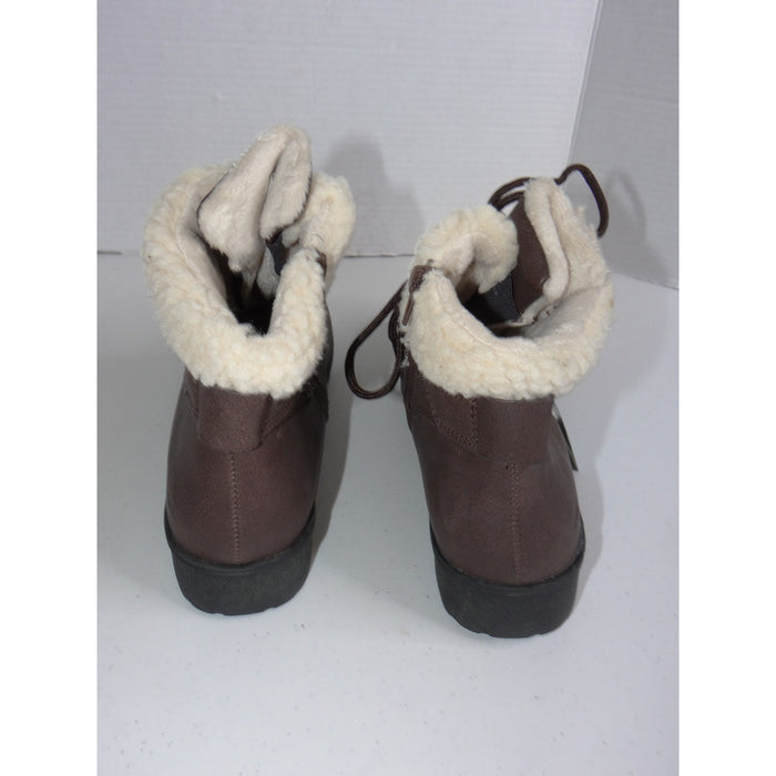 JBU Jambu Redrock Brown Water Resistant Faux Fur Ankle Boots Womens 10M B1RED345
