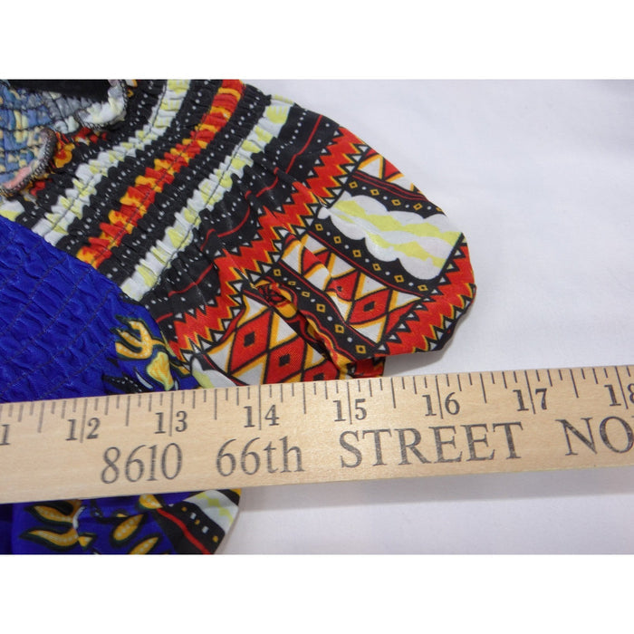 Jessica Taylor Royal Blue Dashiki Tribal Print Smocked Maxi Dress XL 1801 2054