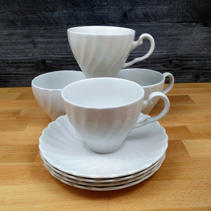Johnson Bros Ironstone Tea Flat Cup and Saucer Set of 4 Coffee Mugs Dinnerware