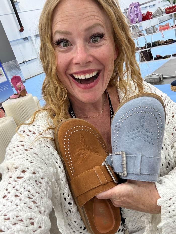 Josephine Suede Slide in Blue