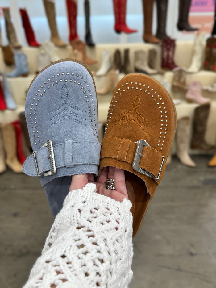Josephine Suede Slide in Blue
