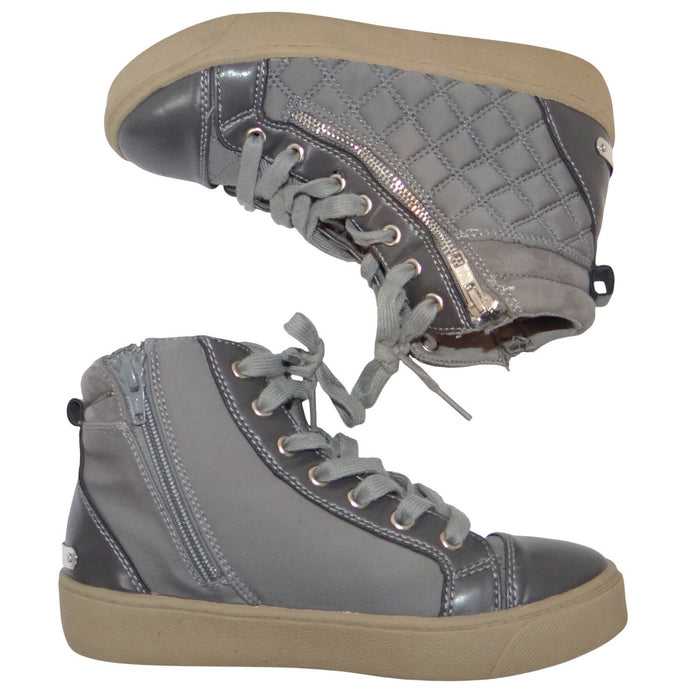 Juicy Couture Womens Grey Quilted High Top Sneakers Side Zip Shoes Size 6.50
