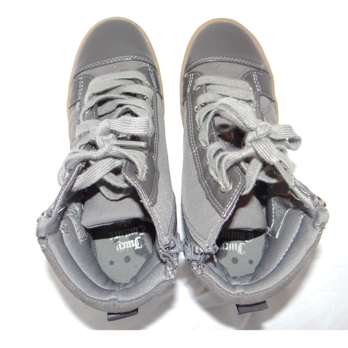 Juicy Couture Womens Grey Quilted High Top Sneakers Side Zip Shoes Size 6.56