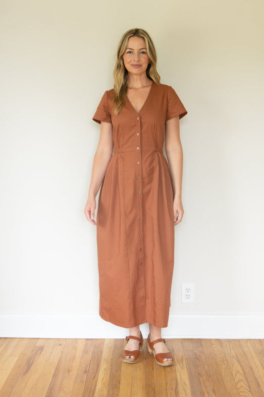 June Dress in Terracotta Linen