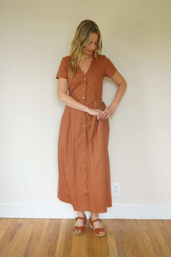 June Dress in Terracotta Linen