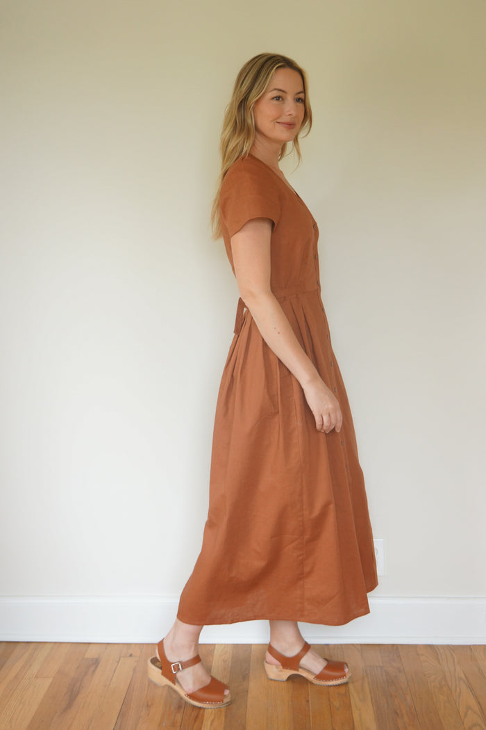 June Dress in Terracotta Linen