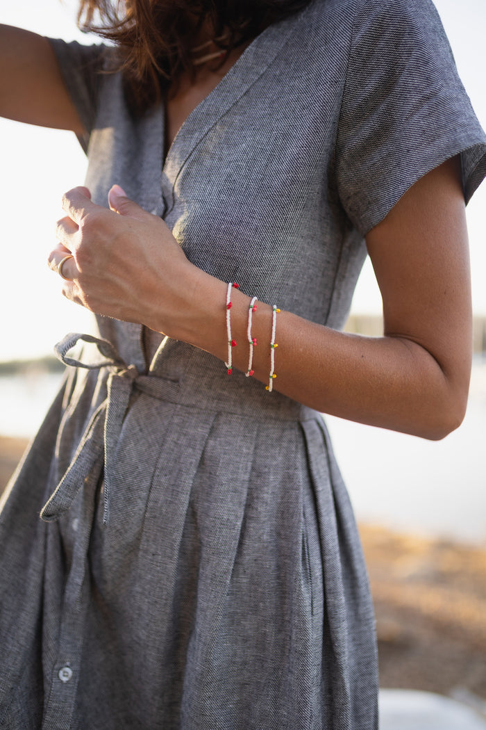 June Dress in Tiny Black and White Chambray Check
