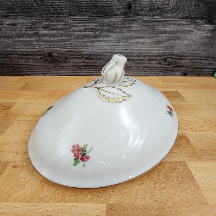 Kaiser Residenz Oval Covered Vegetable Bowl Floral White 8 1/2" Gold Trim