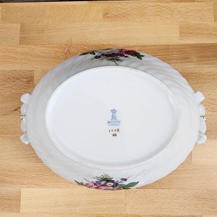 Kaiser Residenz Oval Covered Vegetable Bowl Floral White 8 1/2" Gold Trim