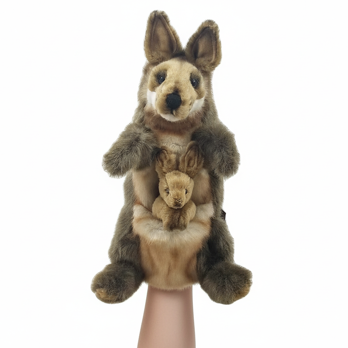 Kangaroo Full Body Hand Puppet Doll Hansa Real Looking Plush Animal Learning Toy