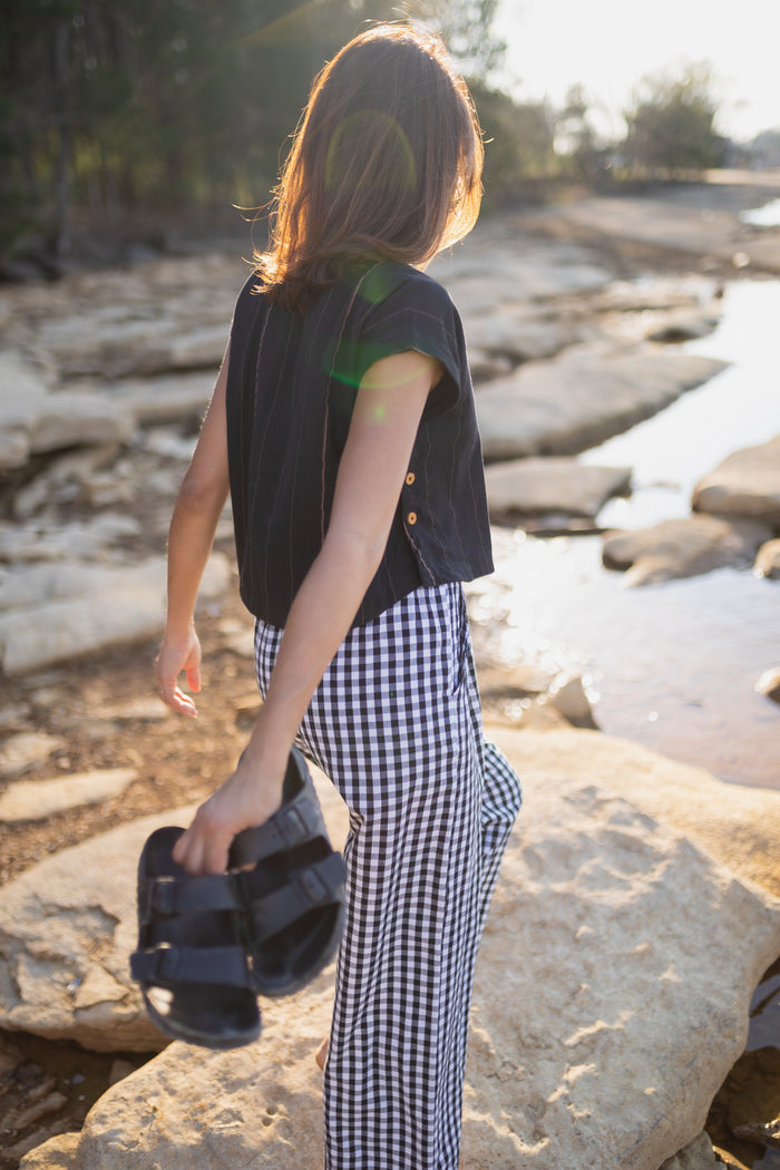 Katie Handwoven Cotton Set in Black and White Gingham