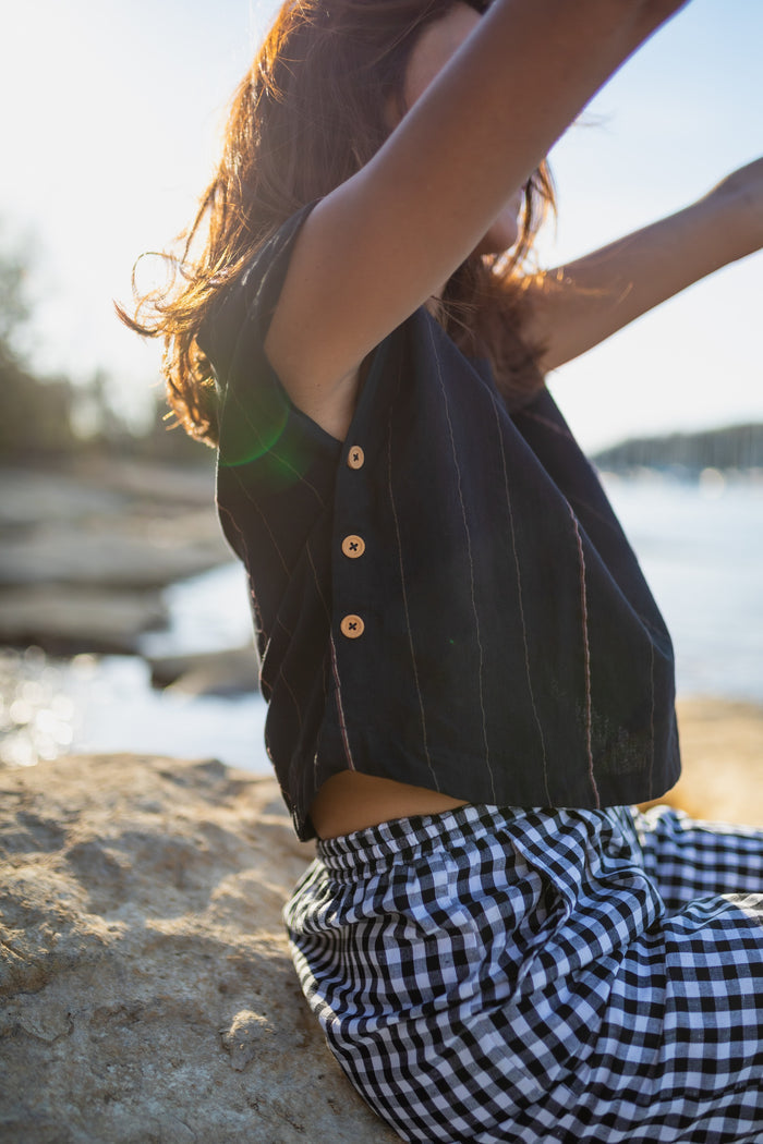 Katie Handwoven Cotton Set in Black and White Gingham