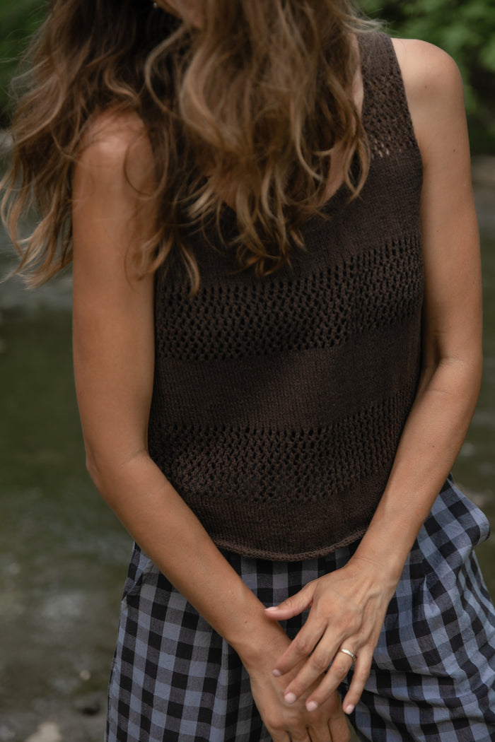 Katie Handwoven Cotton Shirt and Pants in Navy Gingham