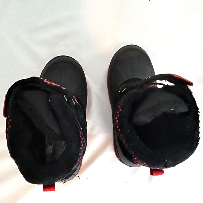 Khombu Hickory Kids Black Red Leather Faux Fur Lined Snow Boots Size 11M 8014615