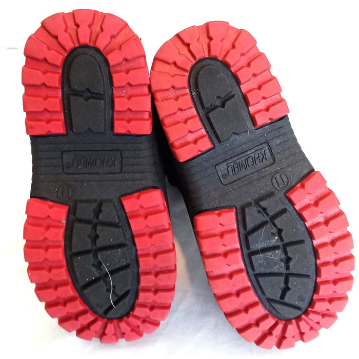 Khombu Hickory Kids Black Red Leather Faux Fur Lined Snow Boots Size 11M 8014616