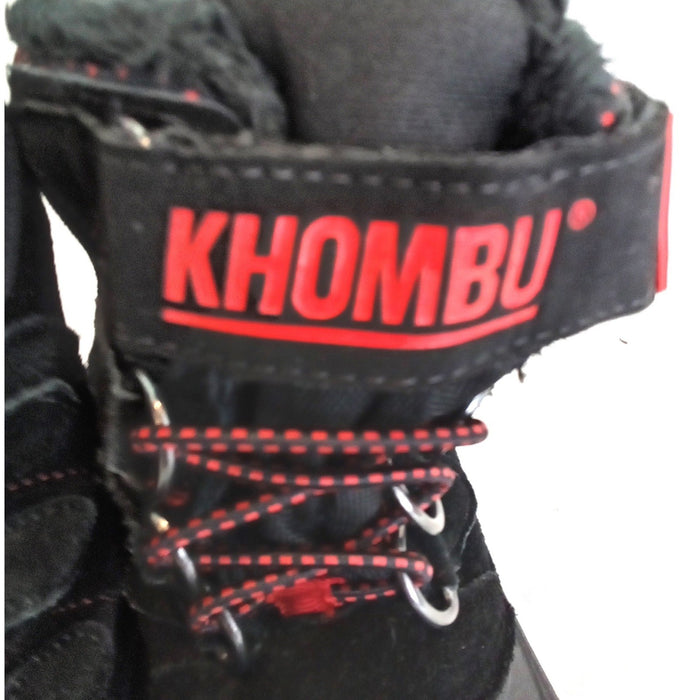 Khombu Hickory Kids Black Red Leather Faux Fur Lined Snow Boots Size 11M 8014617