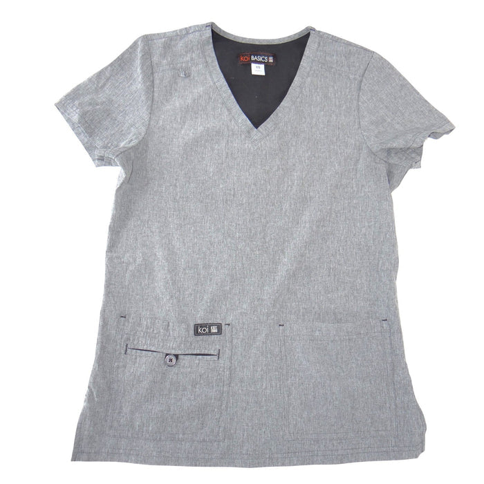 Koi Basics Becca Scrub Top Womens XS Grey Heather V Neck Medical Nursing0