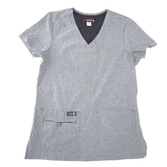 Koi Basics Becca Scrub Top Womens XS Grey Heather V Neck Medical Nursing0