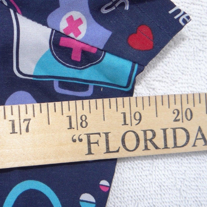 Koi Basics Womens XS Navy Blue Medical Print V Neck Scrub Top Nurses Hero3