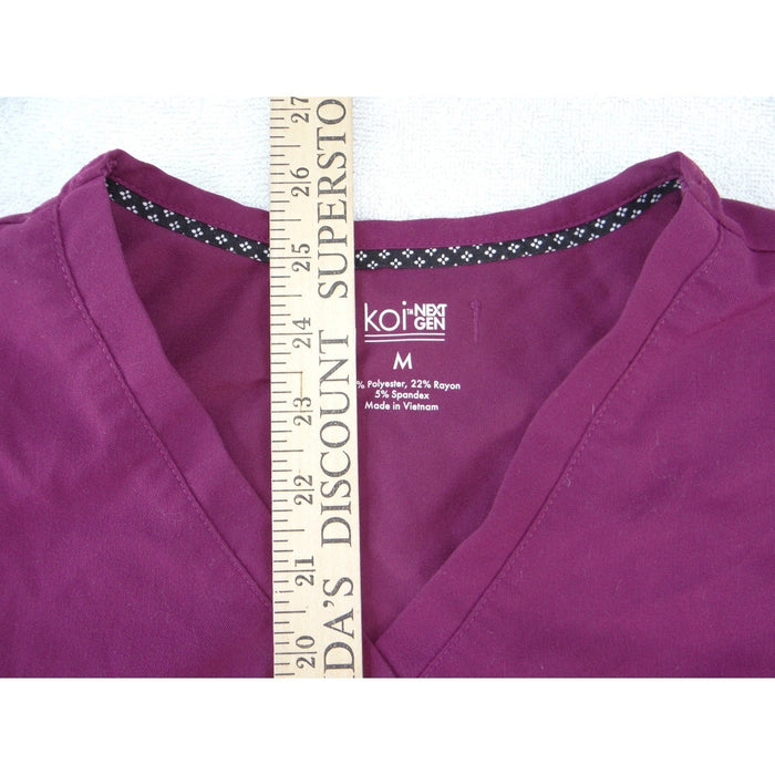 Koi Next Gen Womens Scrub Top Medium Purple V Neck Chest Pocket Stretch 24101