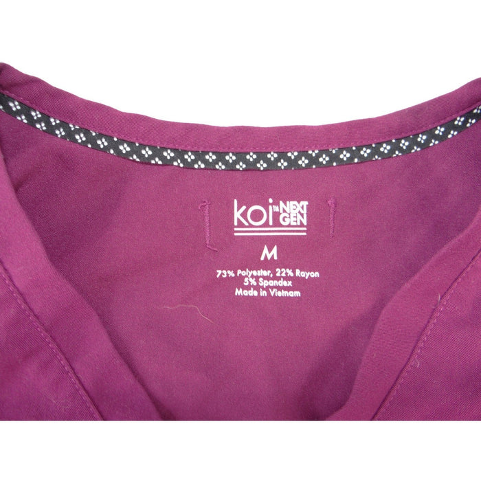 Koi Next Gen Womens Scrub Top Medium Purple V Neck Chest Pocket Stretch 24103