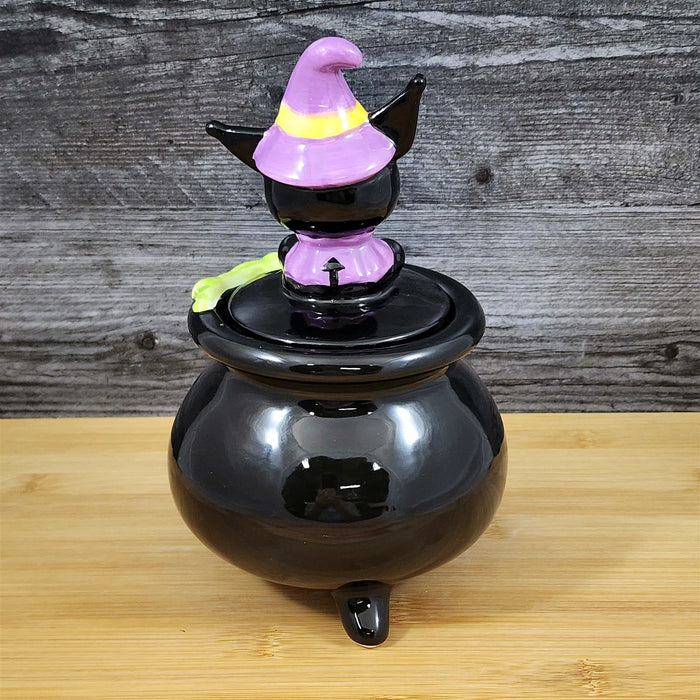 Kuromi Witch Halloween Candy Bowl with Lid Black Ceramic Blue Sky