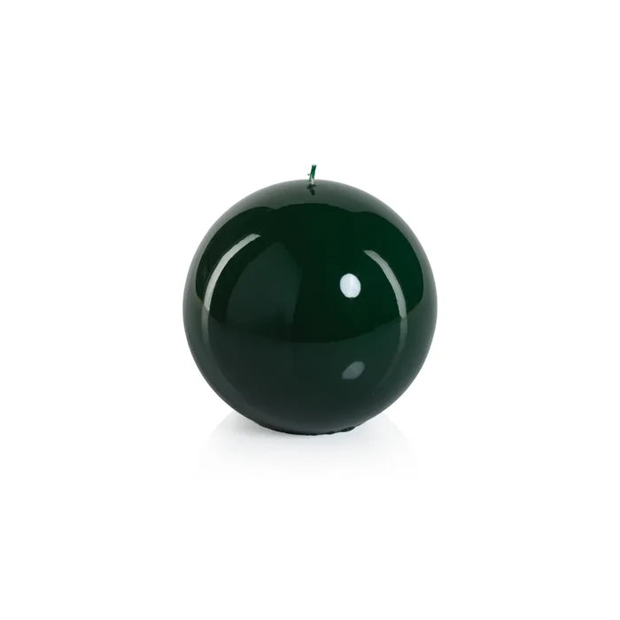 LACQUER BALL CANDLE-DARK GREEN 6"