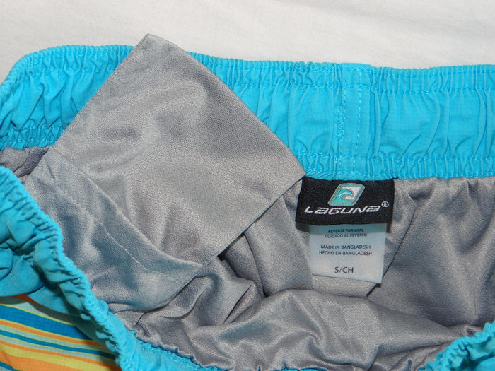 Laguna Men's Beach Shorts   Stylish Stripes in Blue & Gray2