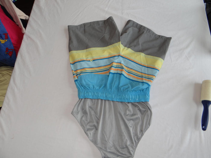 Laguna Men's Beach Shorts   Stylish Stripes in Blue & Gray3
