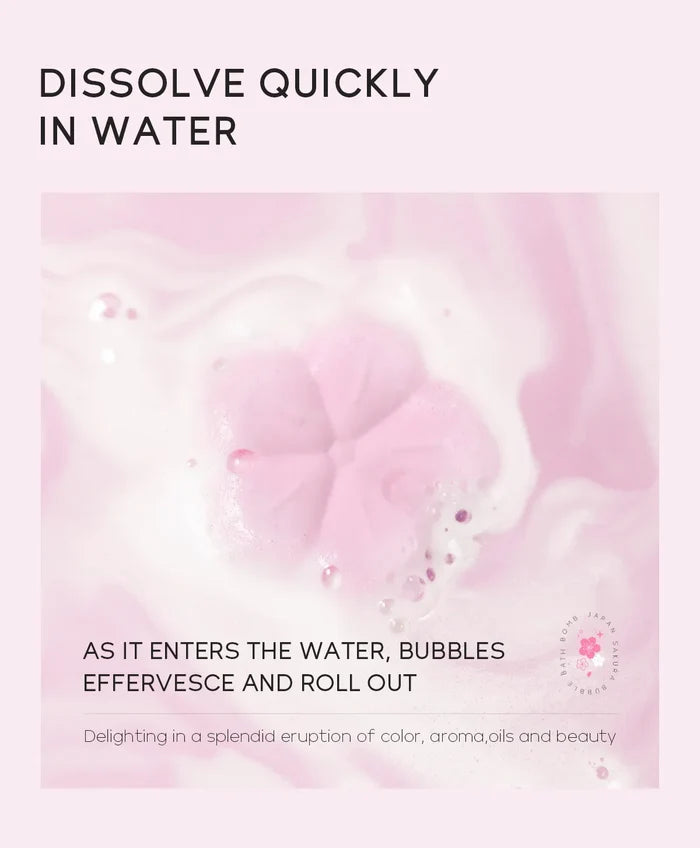 LAIKOU Japanese Sakura Bath Bomb Bubble Explosion Bath Salt for Body Cleansing Moisturizing 30g