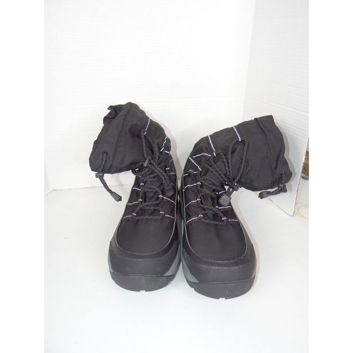 Lands End Mens Black Insulated Snow Boots Reflective Bungee 550696 Size 12D4