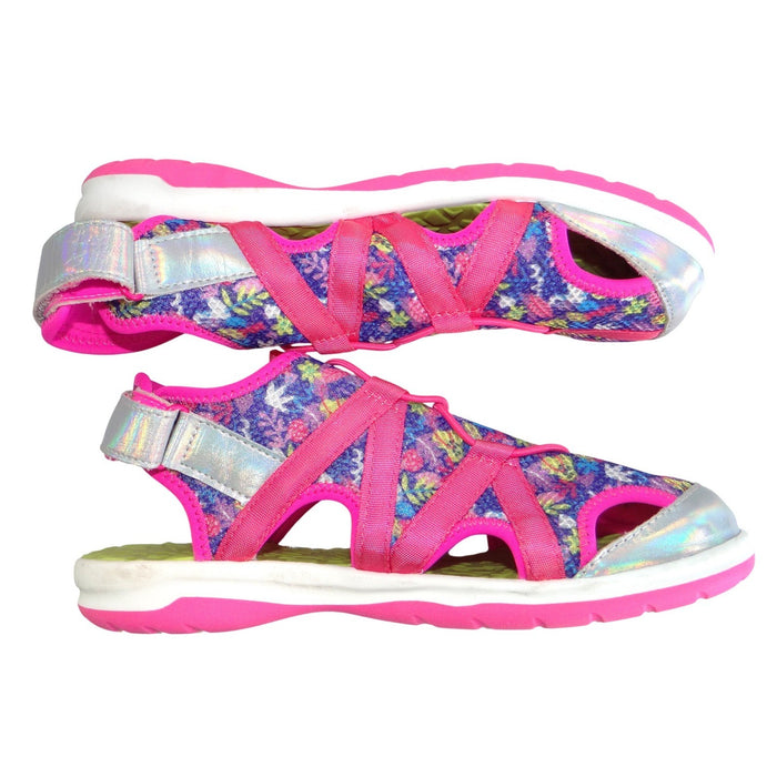 Lands End Youth 6M Girls Sport Sandals Pink Floral Holographic Water Shoes0