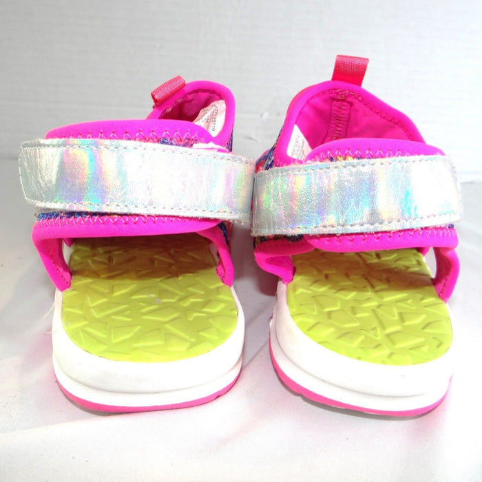 Lands End Youth 6M Girls Sport Sandals Pink Floral Holographic Water Shoes4