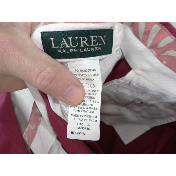 Lauren Ralph Lauren Mulberry Pink Straight Leg Dress Pants 16R 28 W BNKLPZ3W00103