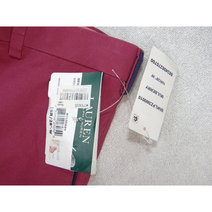 Lauren Ralph Lauren Mulberry Pink Straight Leg Dress Pants 16R 28 W BNKLPZ3W00104