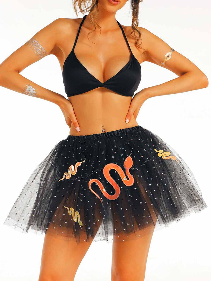 LED Black Sequin A-Line Tutu Skirt