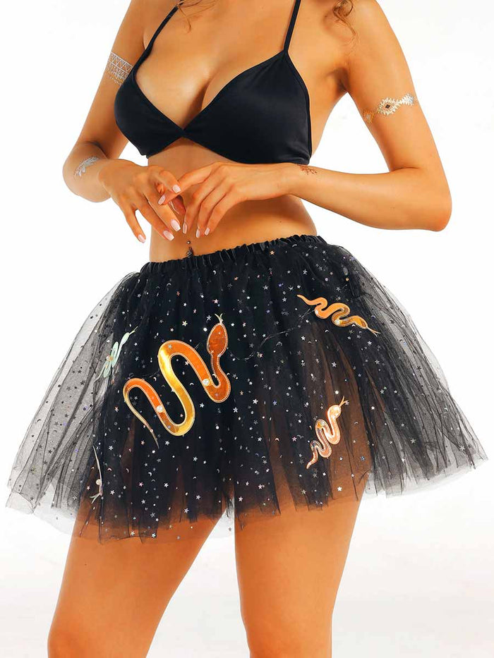 LED Black Sequin A-Line Tutu Skirt