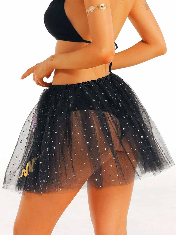 LED Black Sequin A-Line Tutu Skirt