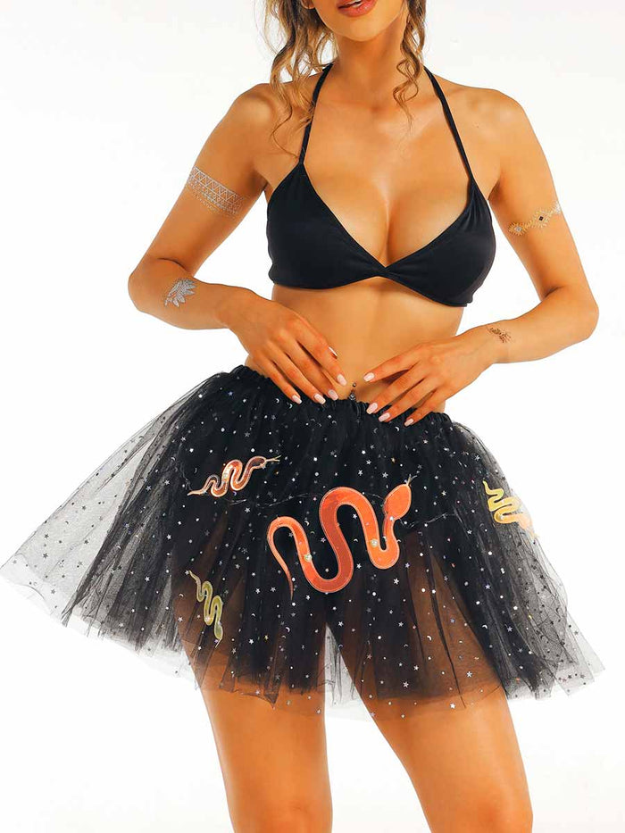 LED Black Sequin A-Line Tutu Skirt