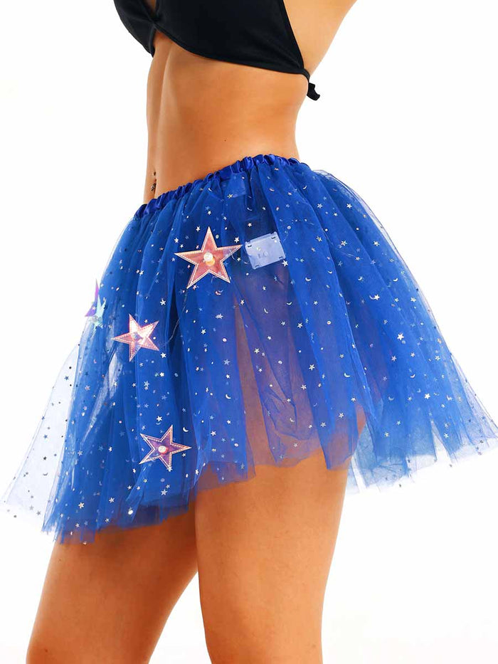 LED Blue Sequin A-Line Tutu Skirt