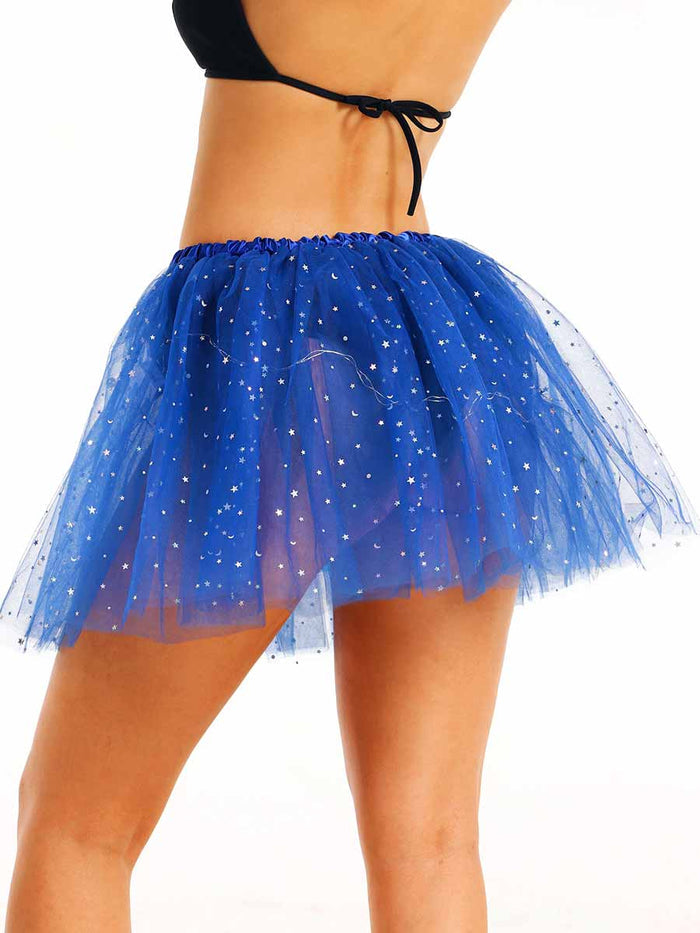 LED Blue Sequin A-Line Tutu Skirt