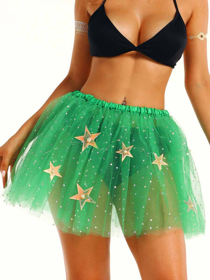 LED Green Sequin Ballet Skirt