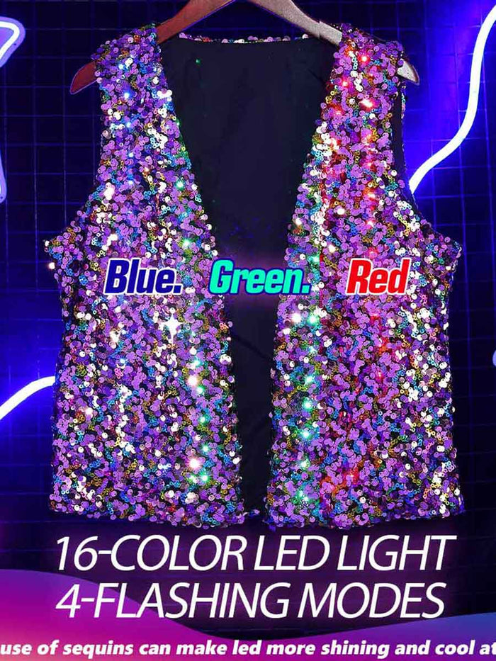 LED Purple Sequin Vest Top