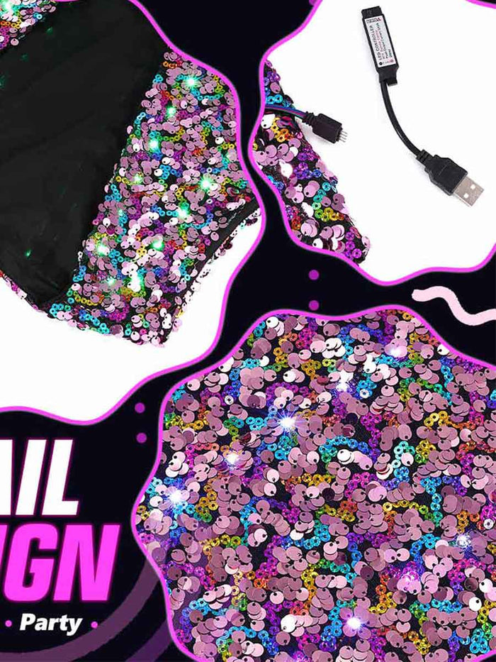 LED Purple Sequin Vest Top